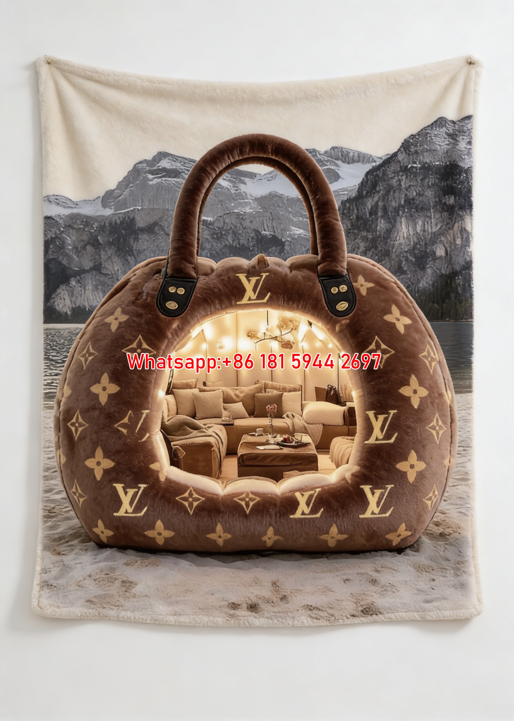 LV Giant Bag Cabin Blanket Luxury LV Lakeside Retreat Throw 019